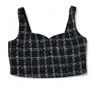 Abercrombie and Fitch Tweed Cami Top Size S Black White Brown